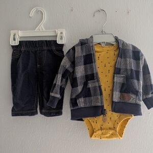 Carter's Yellow Bodysuit and Plaid Jacket Set